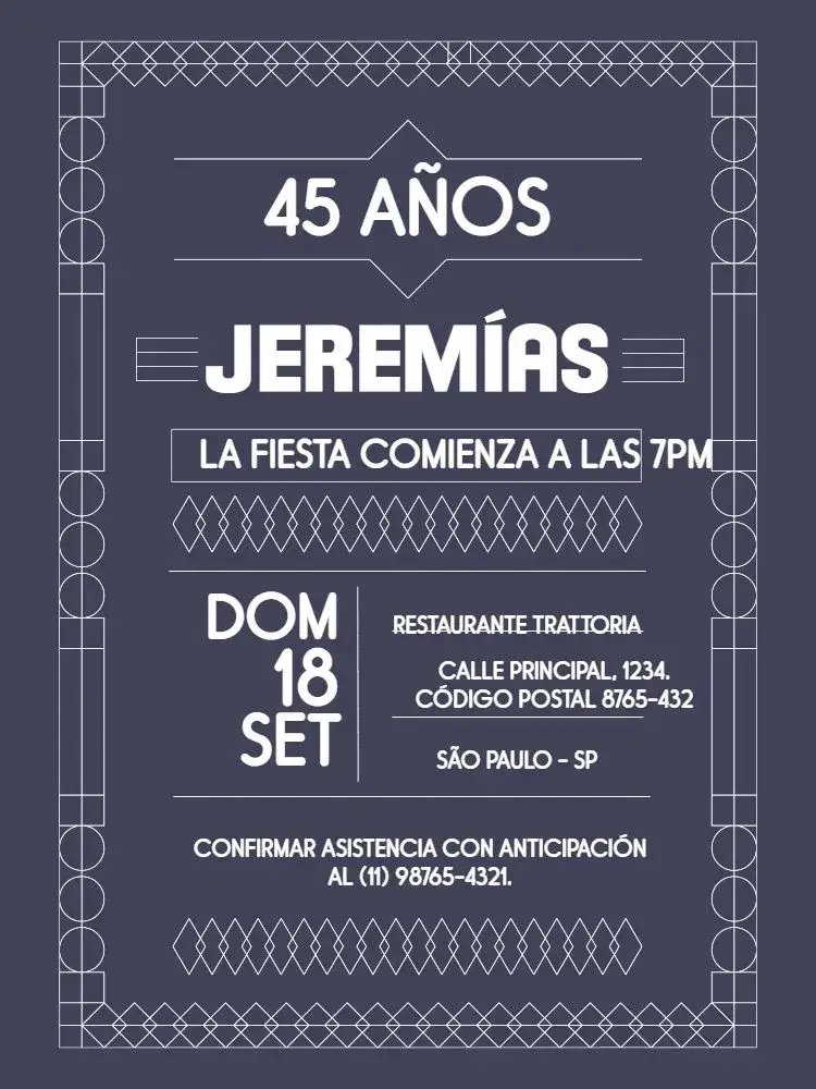 Invitación 45 Años Fiesta Azul