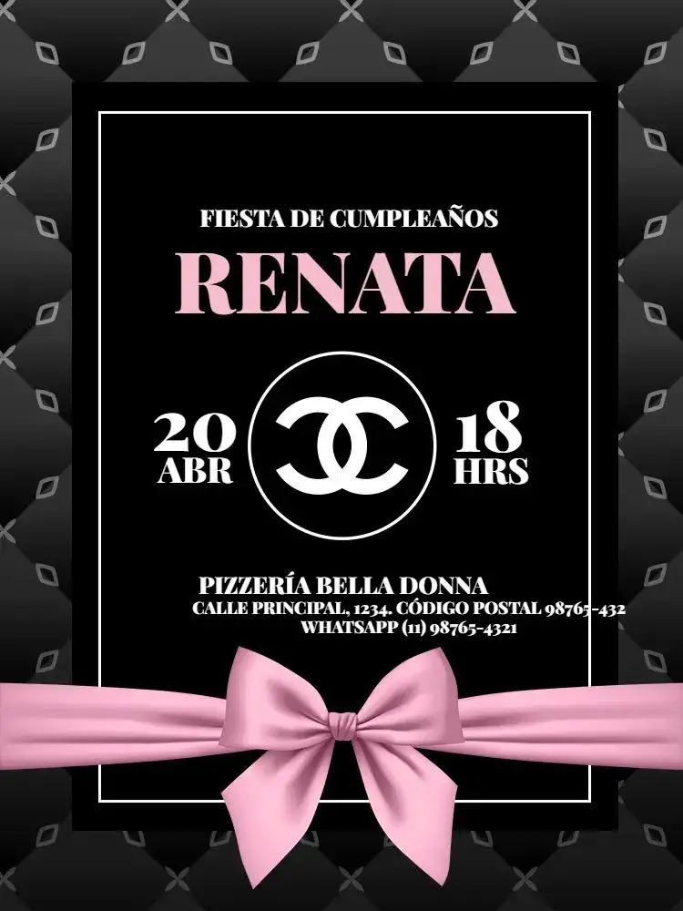 Femenino Adulto Chanel Negro y Rosa Elegante