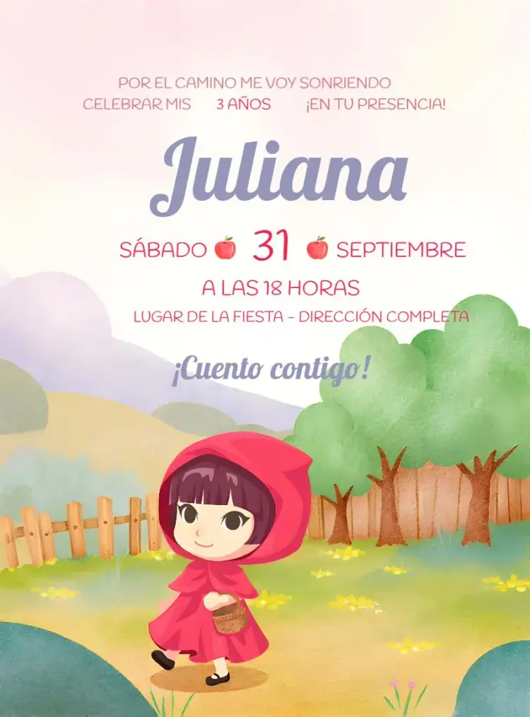 Invitación Caperucita Roja Lobo