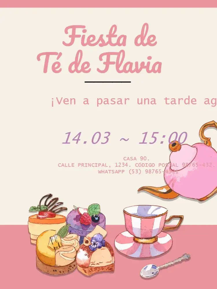Invitación Fiesta Delicada de Té Rosa – tema Baby Shower delicado, rosa, beige, acuarela, suave, moderno