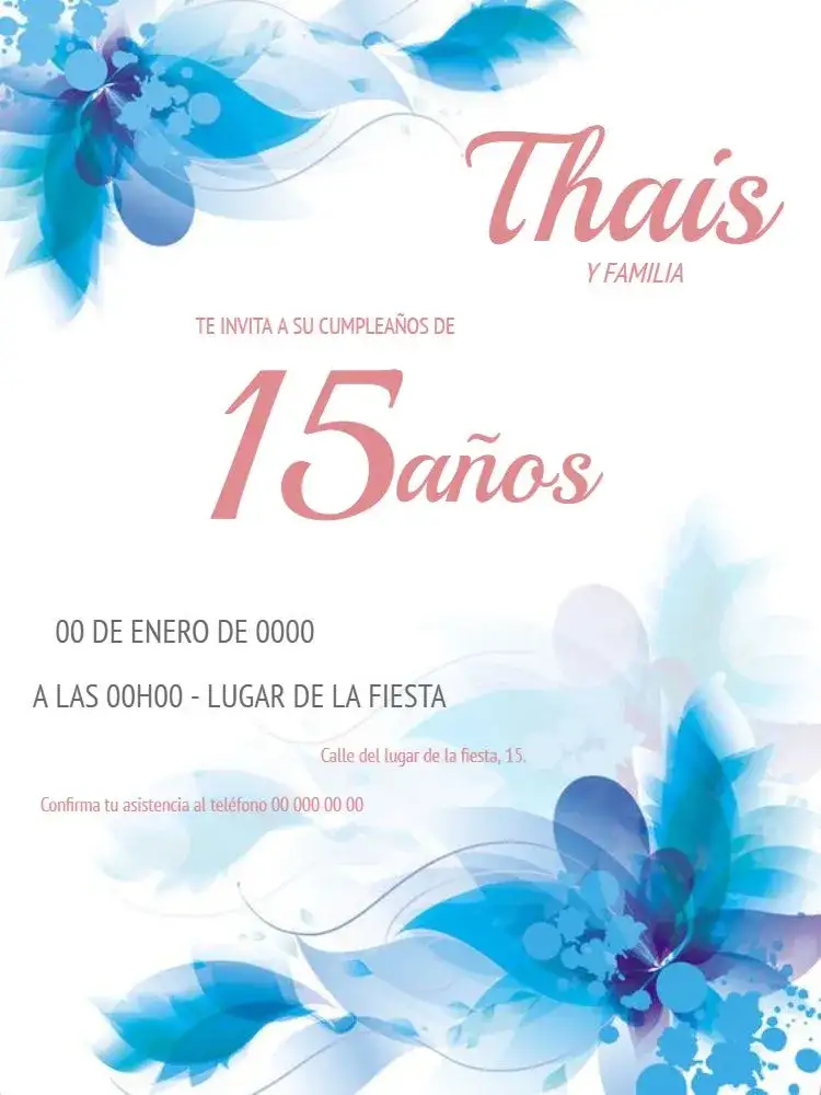 Invitación 15 Años Flora Para Editar Digital – tema 15 años floral, rosa, delicado, primavera, moderno, personalizado