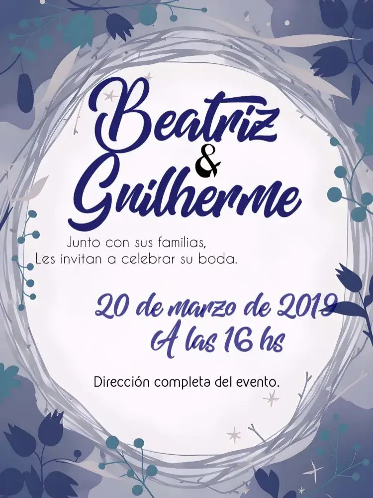 Invitación Boda Floral Azul