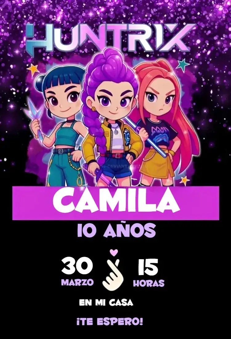 Invitación Guerreras del Kpop 19 – tema Cumpleaños colorido, moderno, jovial, pop, divertido