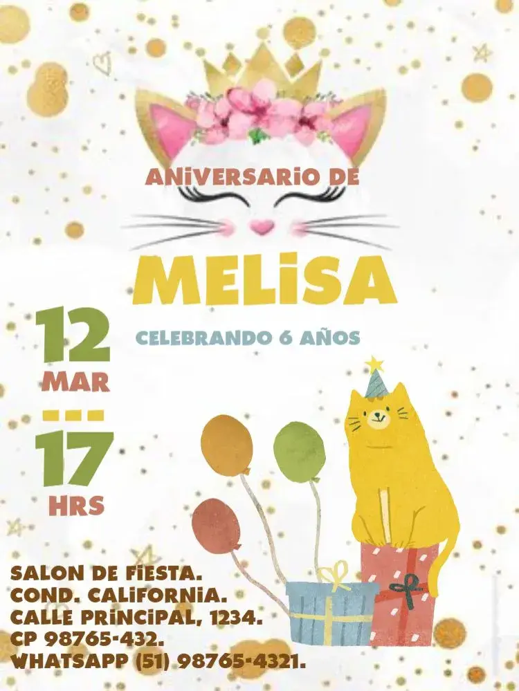 Invitación Gato Lúdico Para Editar Encontro