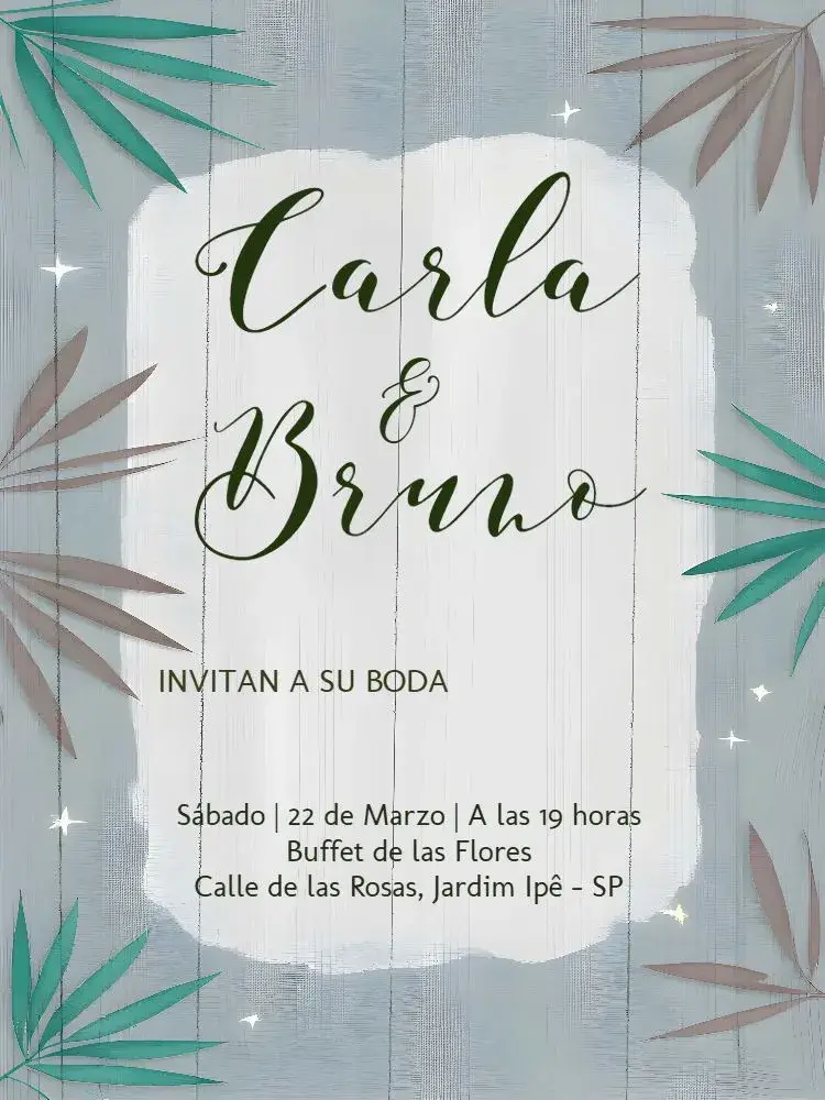 Invitación Boda Follaje Verde