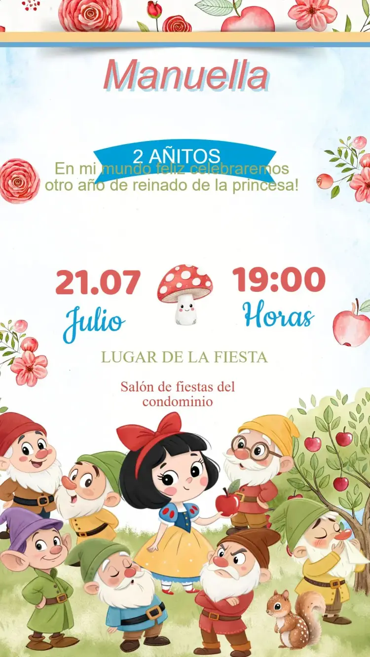 Invitación Cumpleaños Blancanieves