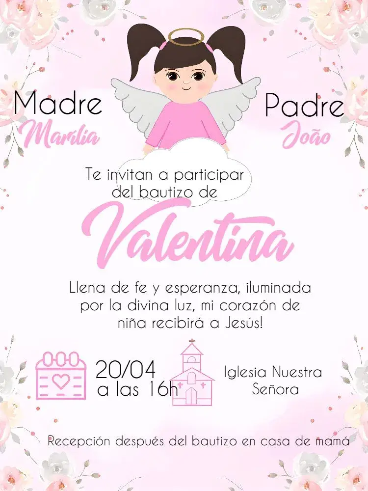 Invitación Bautizo Flores