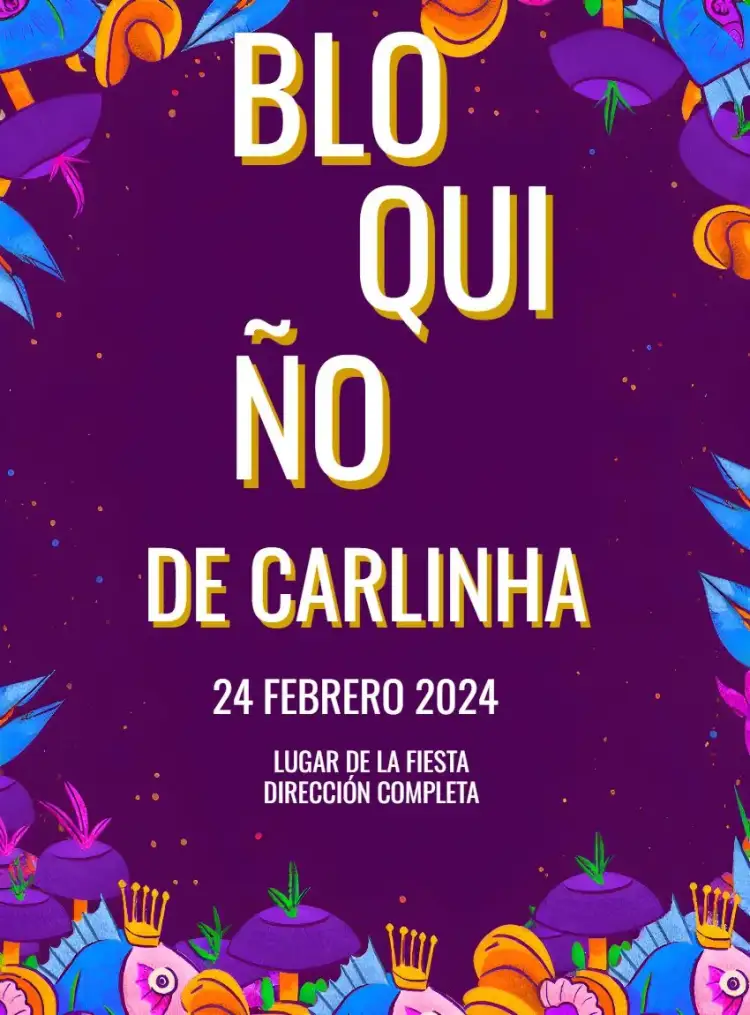 Invitación Bloquinho Carnaval Carnavrau – tema Fechas Conmemorativas carnaval, vibrante, colorido, divertido, moderno, festivo