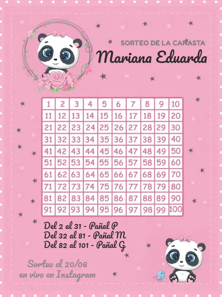Invitación Té Rifa Pandita Gris