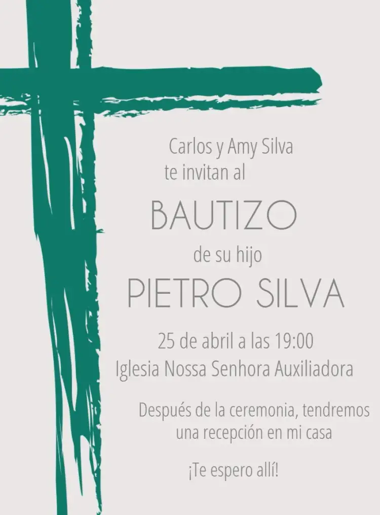 Invitación Bautizo Verde Bautismo
