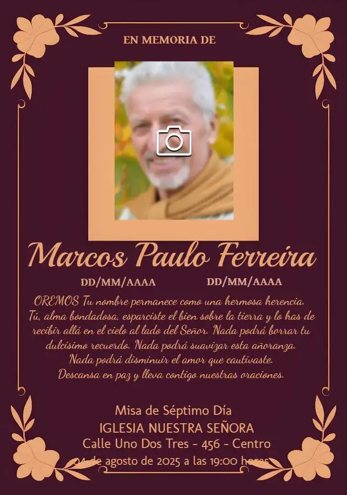 Misa De Séptimo Día Con Foto Fallecimiento