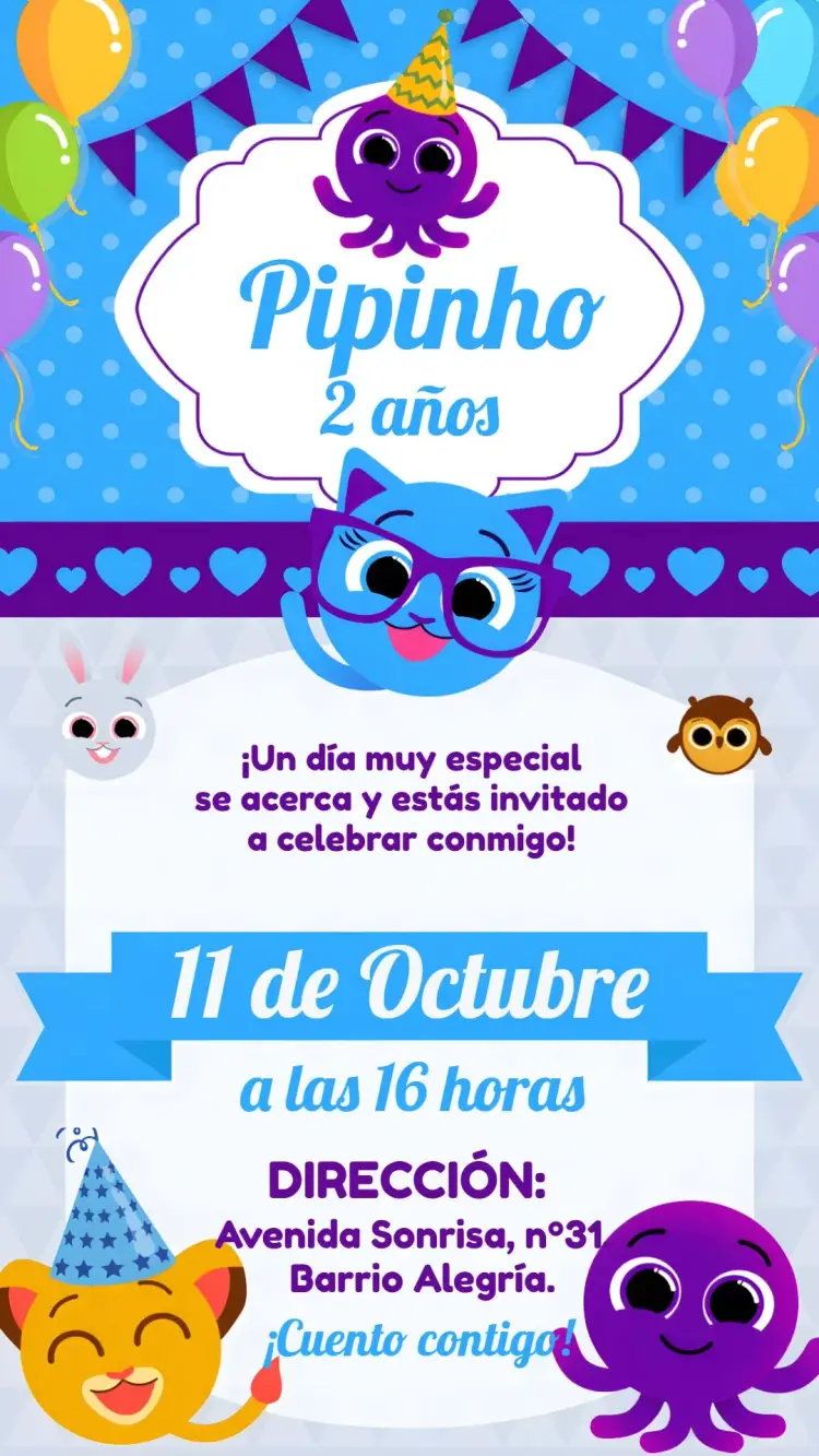Invitación Bolofofos Pipi