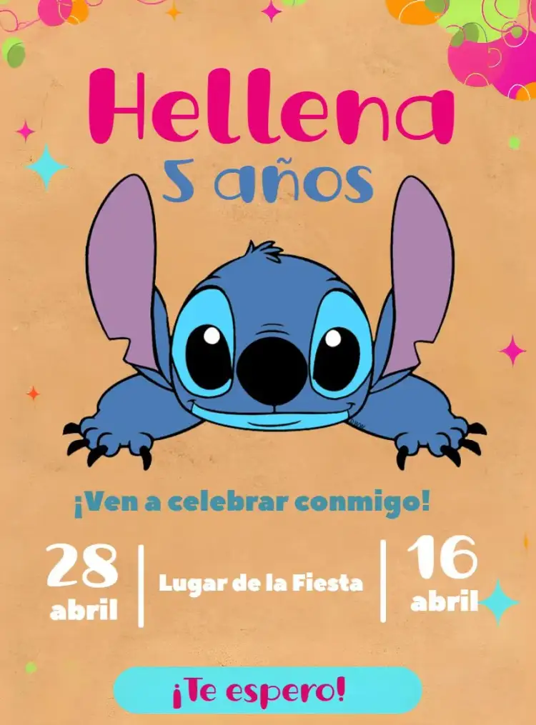 Invitación Lilo Y Stitch Azul – tema Más buscados azul, divertido, infantil, moderno, temático, colorido