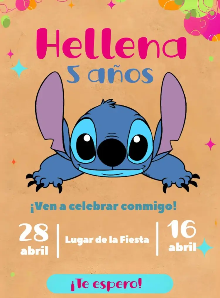 Invitación Lilo Y Stitch Azul