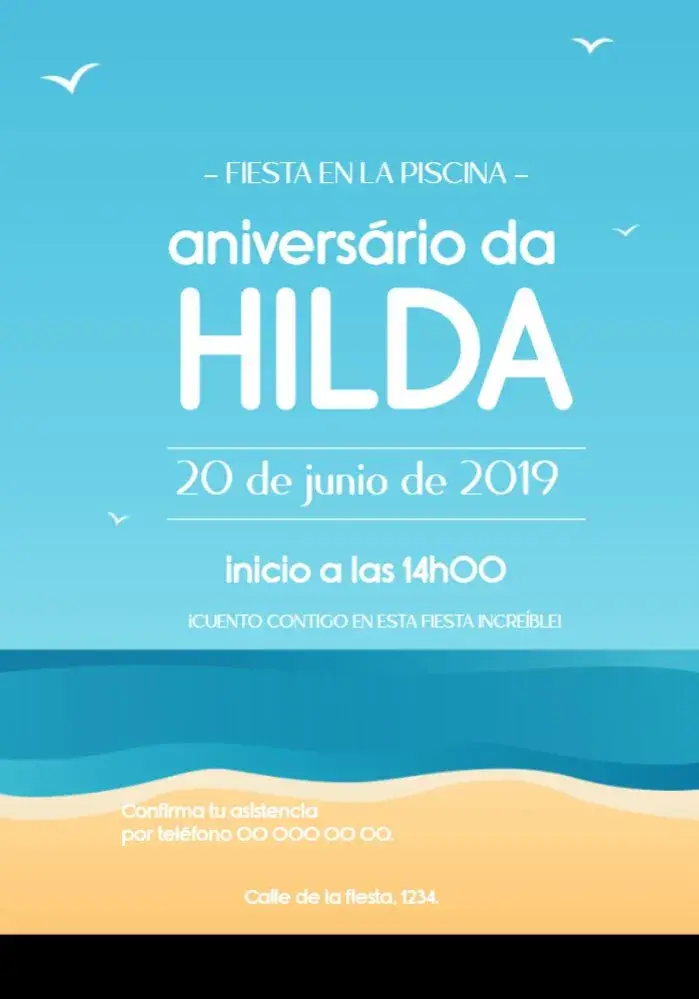 Invitación Praia Adulto