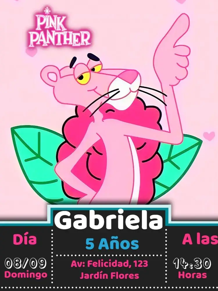 Invitación Pantera Cor De Rosa Verde