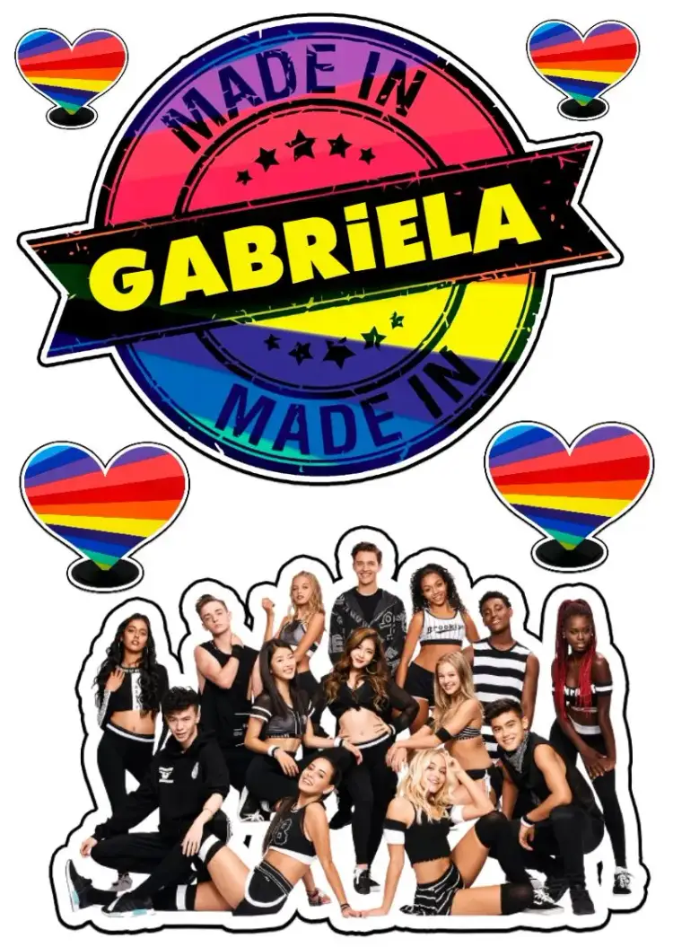 Invitación Topper de Pastel Now United – tema Topper de torta colorido, moderno, divertido, jovial, temático