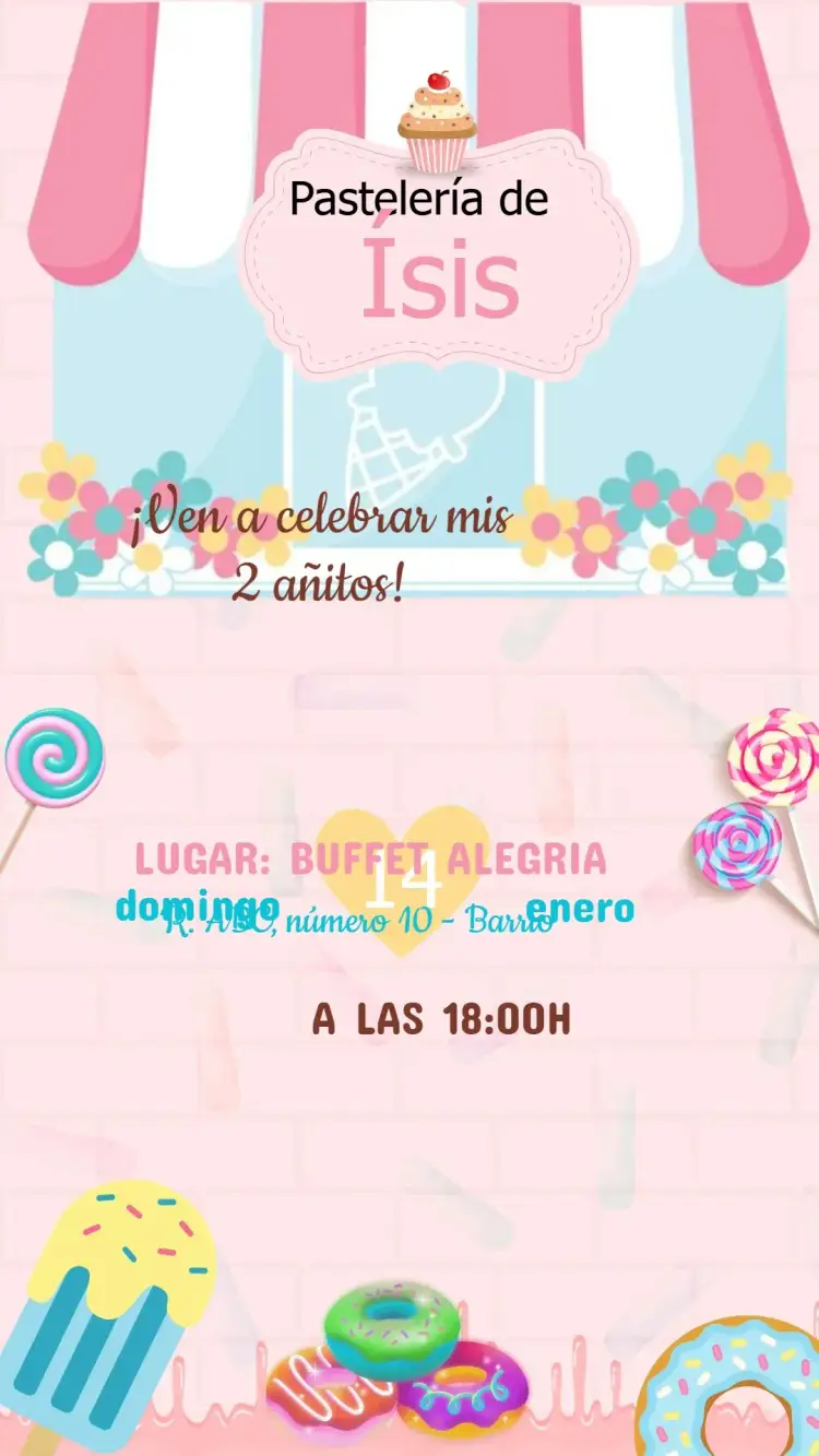 Invitación Cumpleaños Pastelería