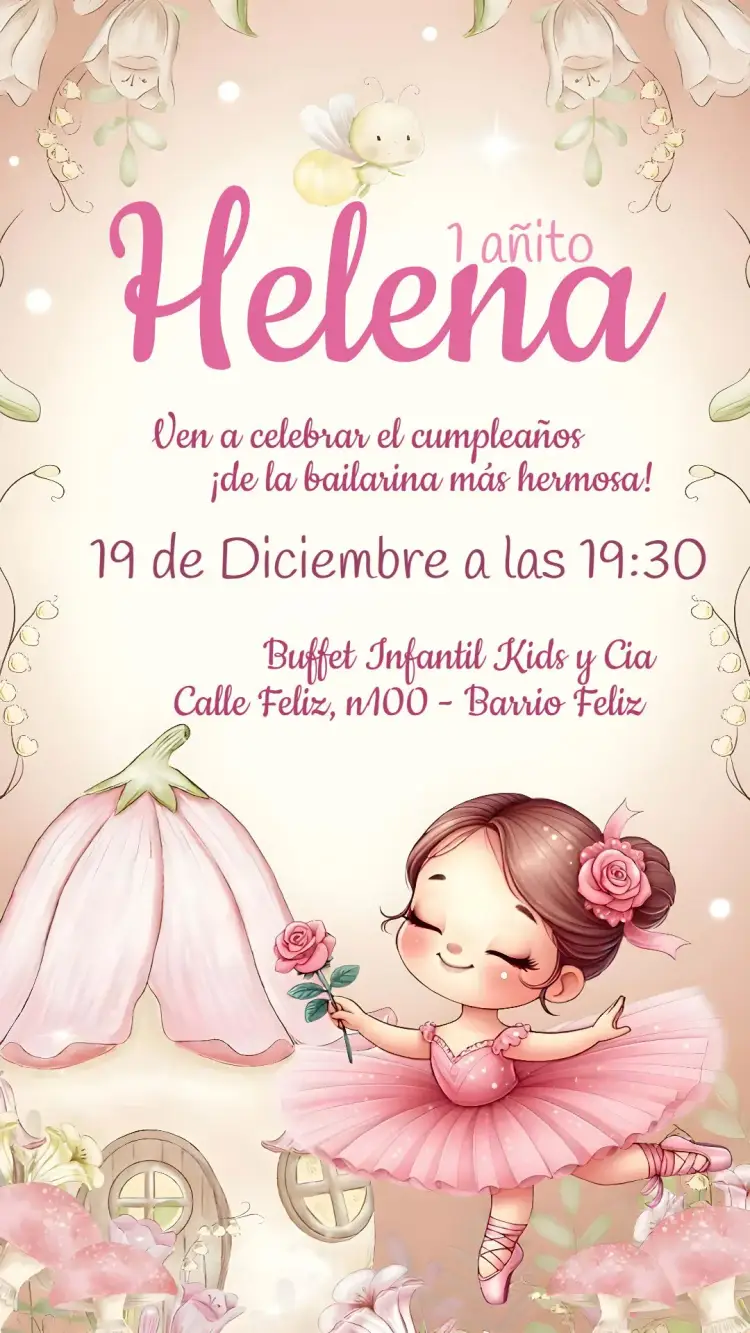Invitación Bailarina Rosa