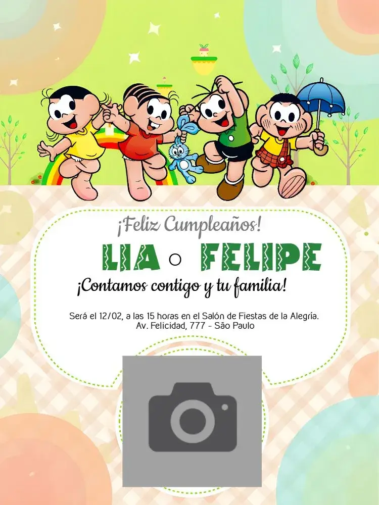 Invitación Turma Da Mónica Con Foto editable y personalizable