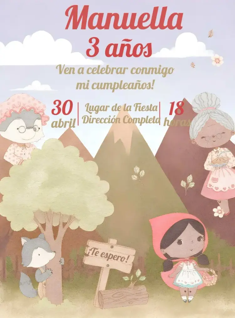 Invitación Caperucita Roja Abuelita