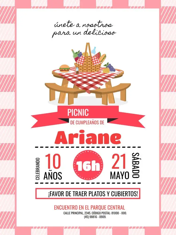 Invitación Picnic Rojo