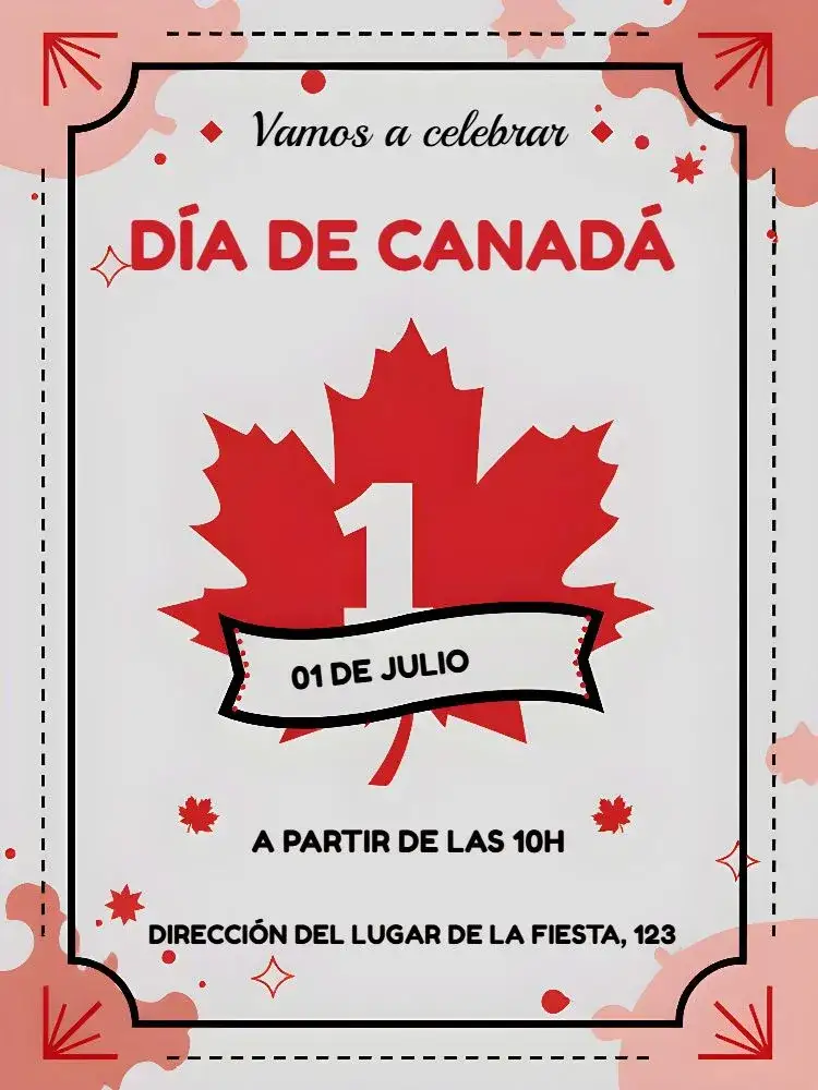 Invitación Día Del Canadá Day – tema Fechas Conmemorativas rojo, blanco, negro, moderno, temático