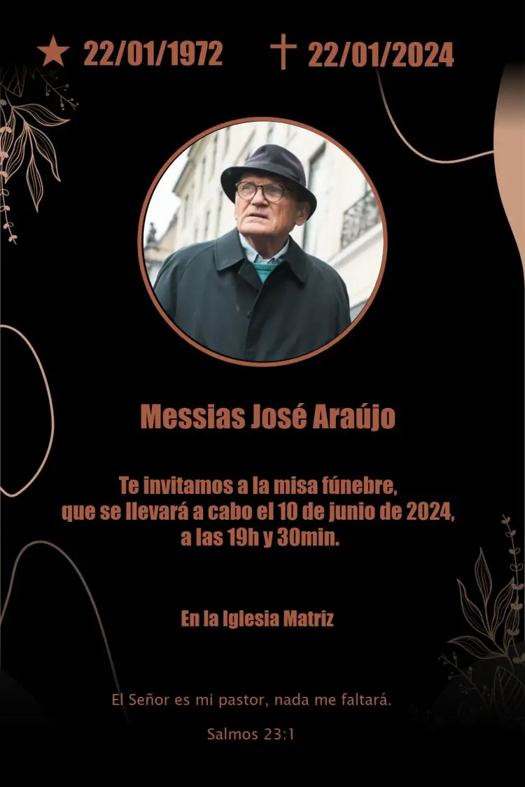 Invitación Misa De Séptimo Día Con Foto Del Fallecido