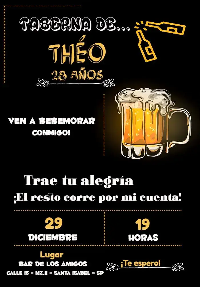 Invitación Boteco Dorado