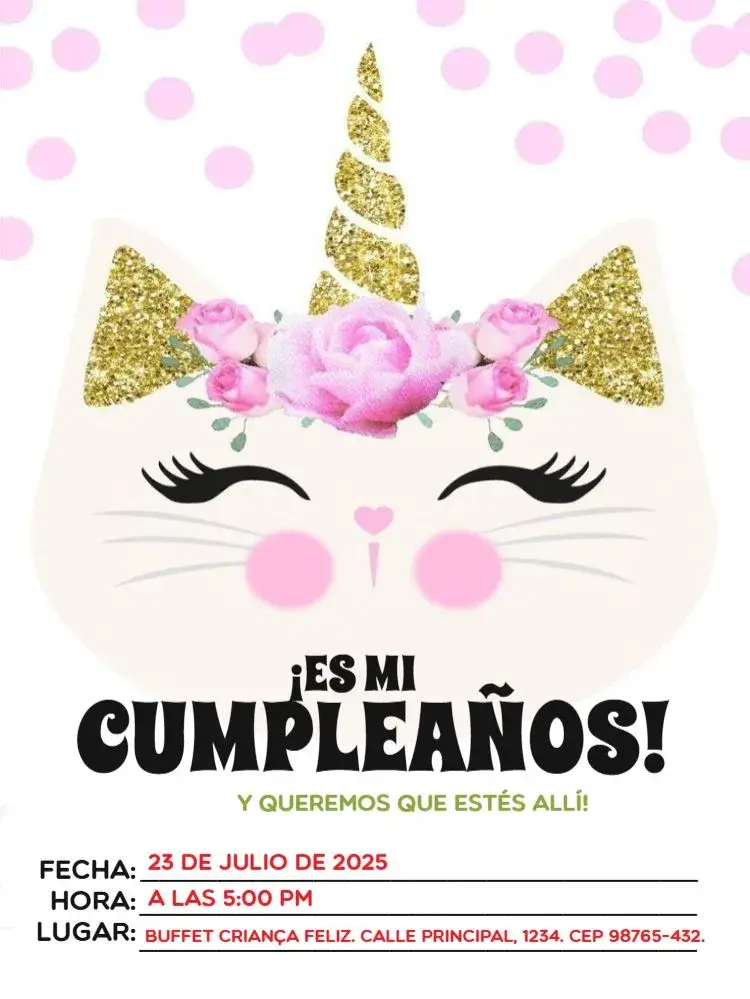 Invitación Gato Para Editar Jovem