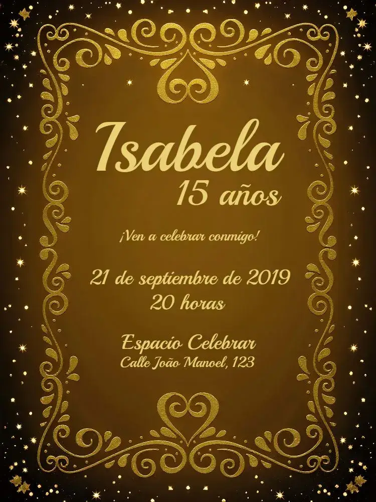 Invitación 15 Años Dorado - Arabescos Elegante