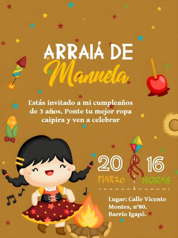 Invitación Arraiá Fiesta Junina Milho – tema Fechas Conmemorativas junino, colorido, fiesta caipira, vintage, rústico, brasileño