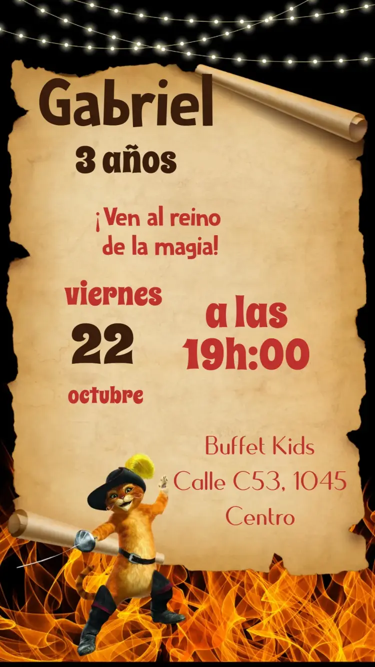 Invitación El Gato con Botas