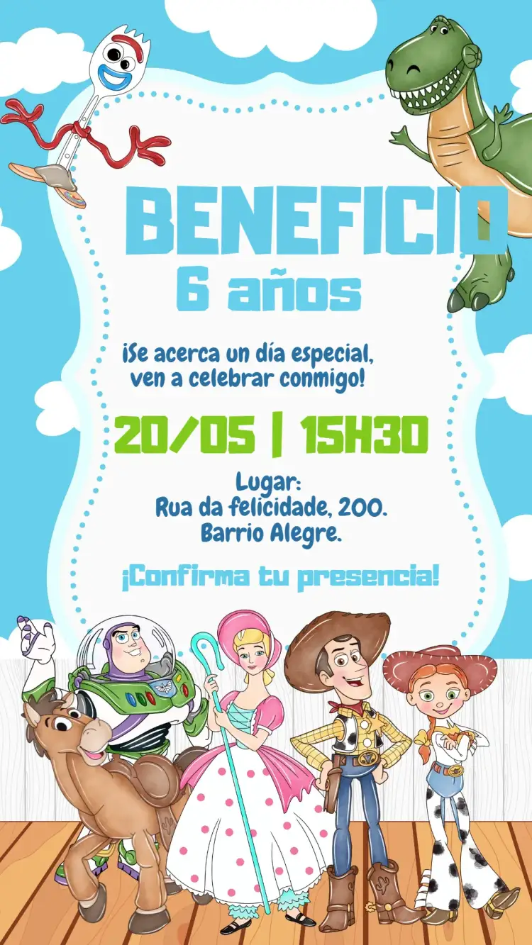 Invitación Digital Toy Story para Cumpleaños Infantil