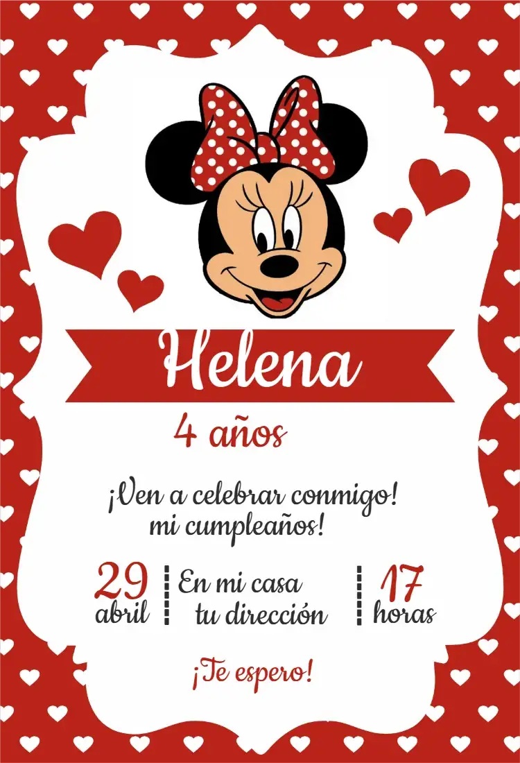 Invitación Digital Minnie Roja para Cumpleaños Infantil