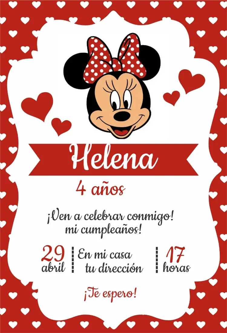 Invitación Minnie roja