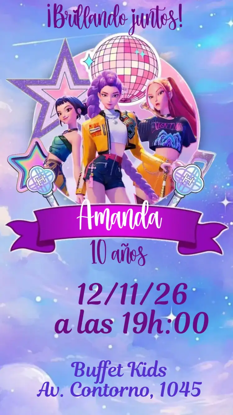 Invitación de cumpleaños K-pop - Personaliza y Descarga