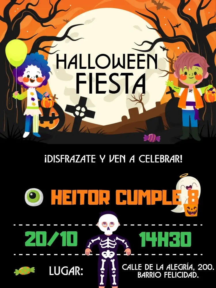 Invitación digital Fiesta de Halloween día de las brujas