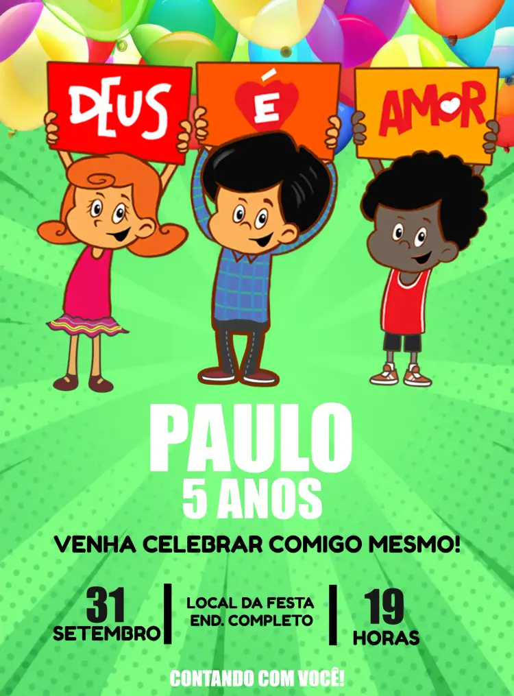 Convite Três Palavrinhas Tres