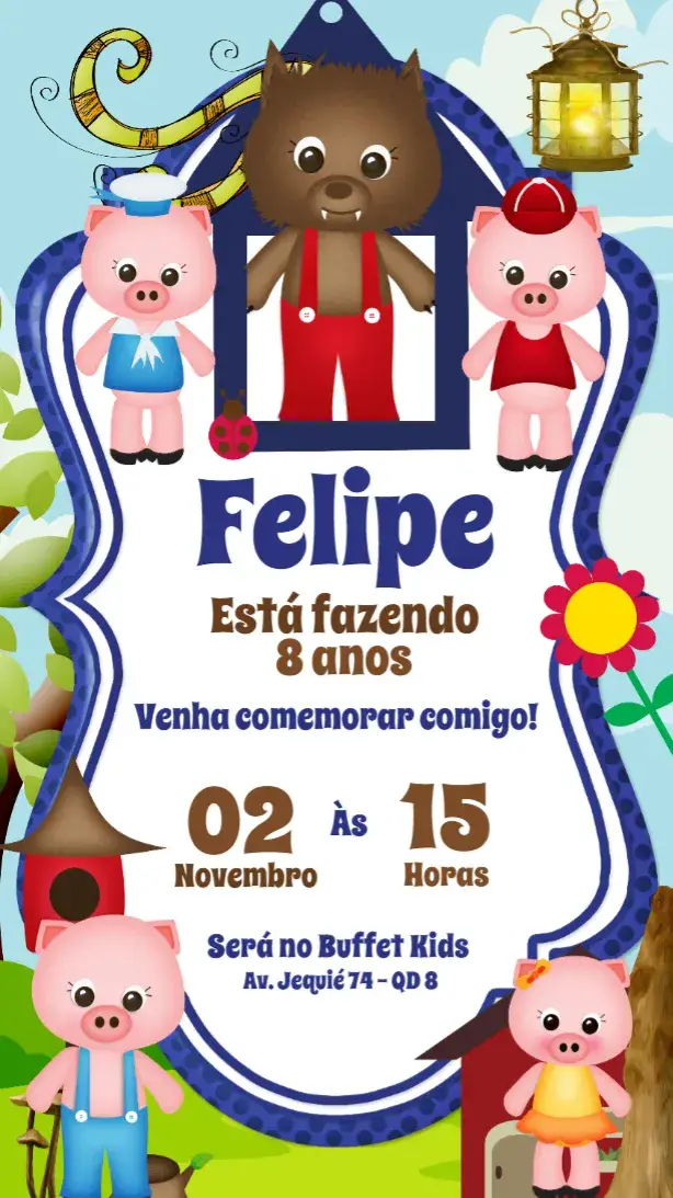 Convite Três Porquinhos