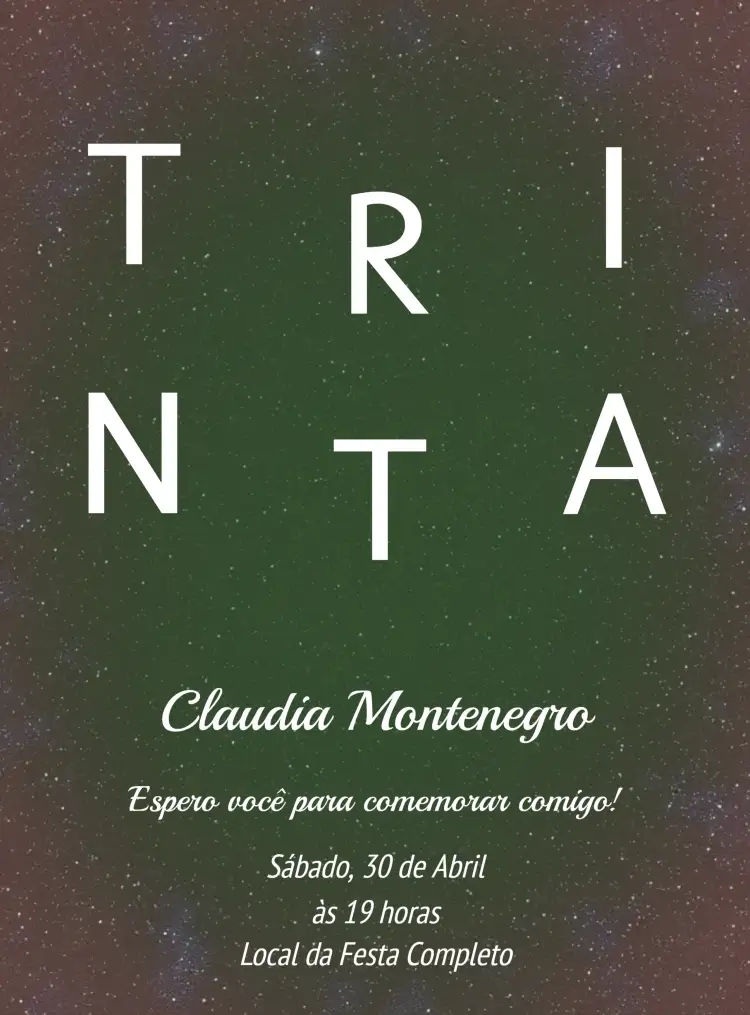 Convite Trinta Anos Minimalista Glitter – tema 15 anos minimalista, glitter, verde, moderno, elegante, sutil