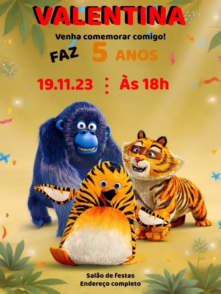 Convite Turma Da Floresta Verde – tema Aniversário Infantil natureza, aventura, colorido, lúdico, animais, diversão
