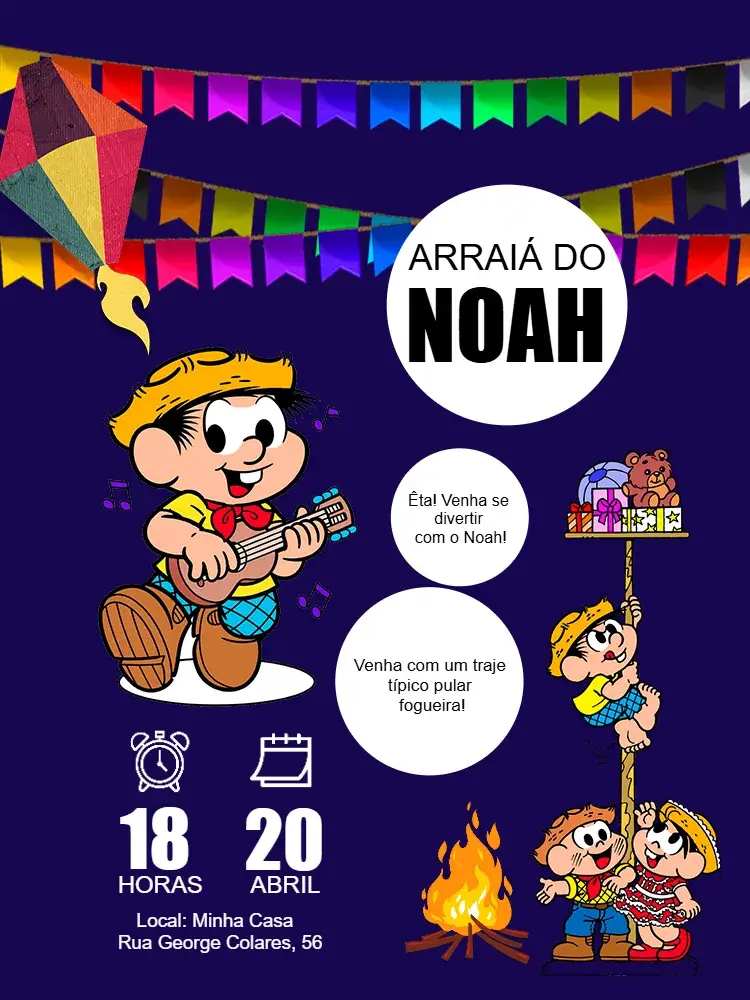 Convite Turma Da Mônica Festa editável e personalizável