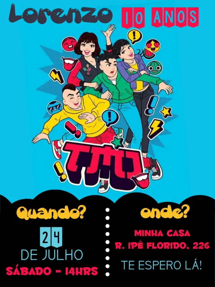 Convite Turma Da Mônica Jovem Magali – tema Aniversário Infantil colorido, divertido, infantil, temática Turma da Mônica, moderno, jovem