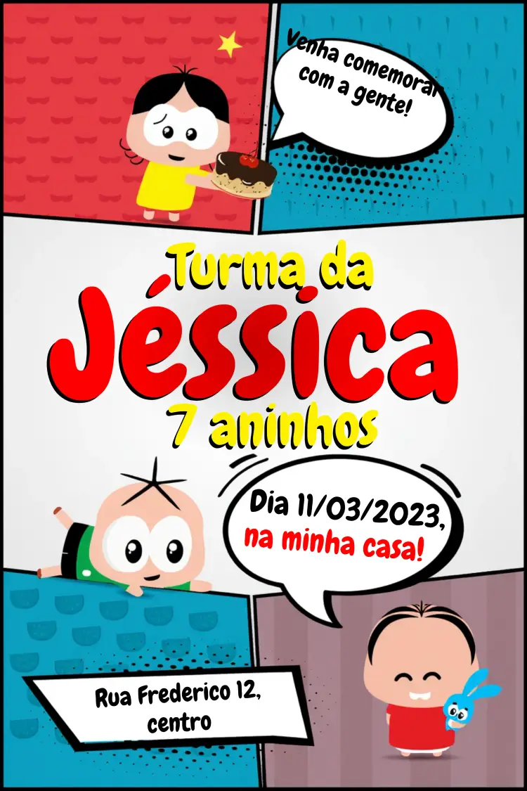 Convite Turma Da Mônica Mõnica editável e personalizável