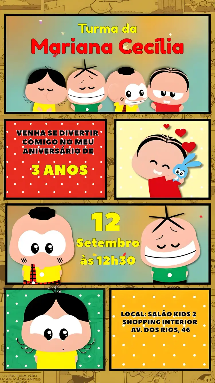 Convite Turma Da Mônica Toy Quadrinhos