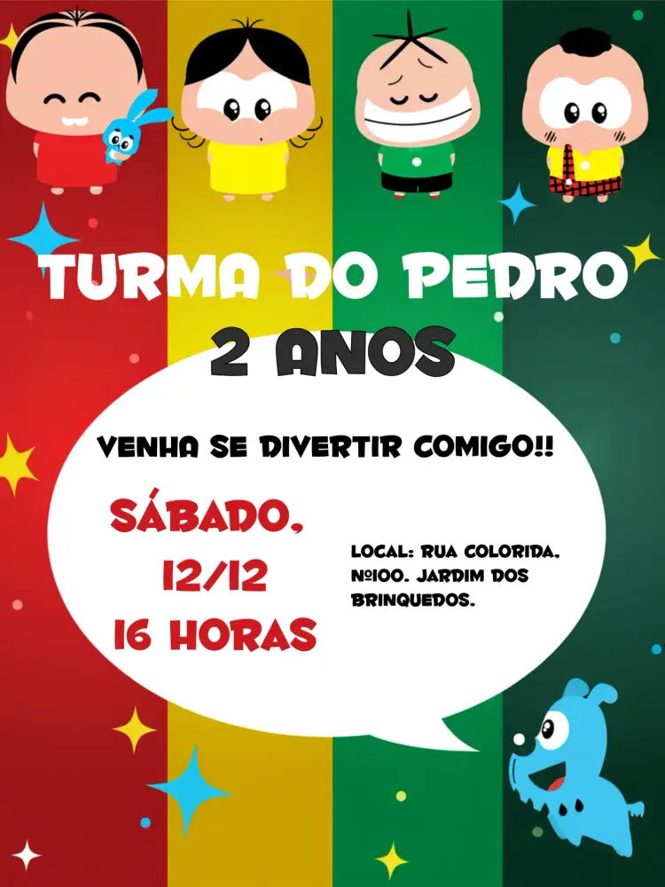 Convite Turma Da Mônica Toy Monica editável e personalizável