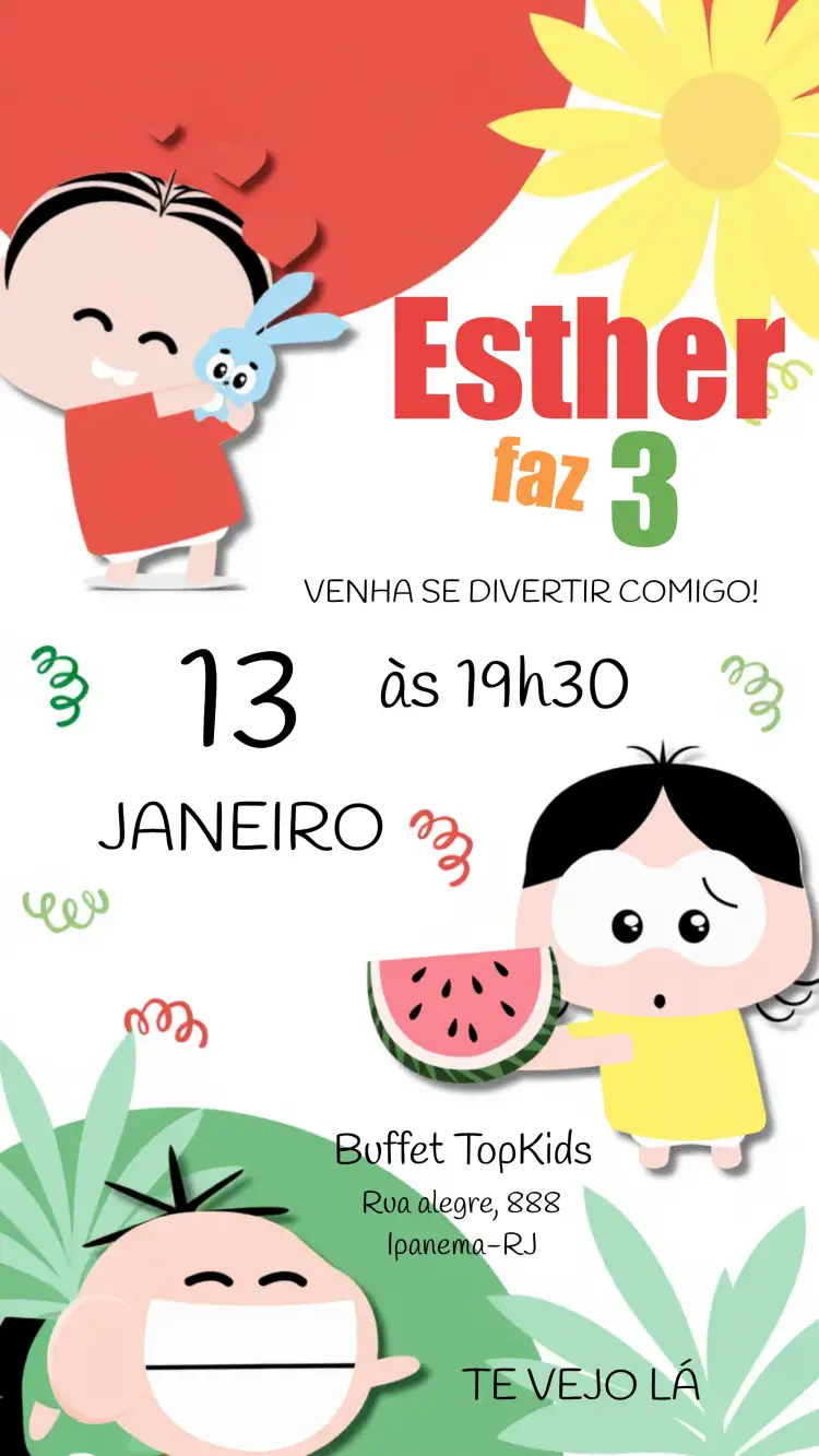 Convite Turma Da Monica Toy Mônica editável e personalizável