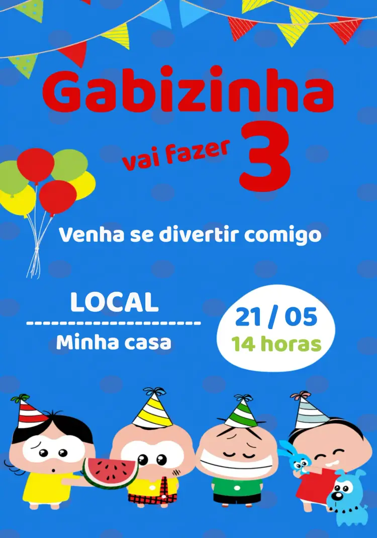 Convite Turma Da Mônica Toy Online editável e personalizável