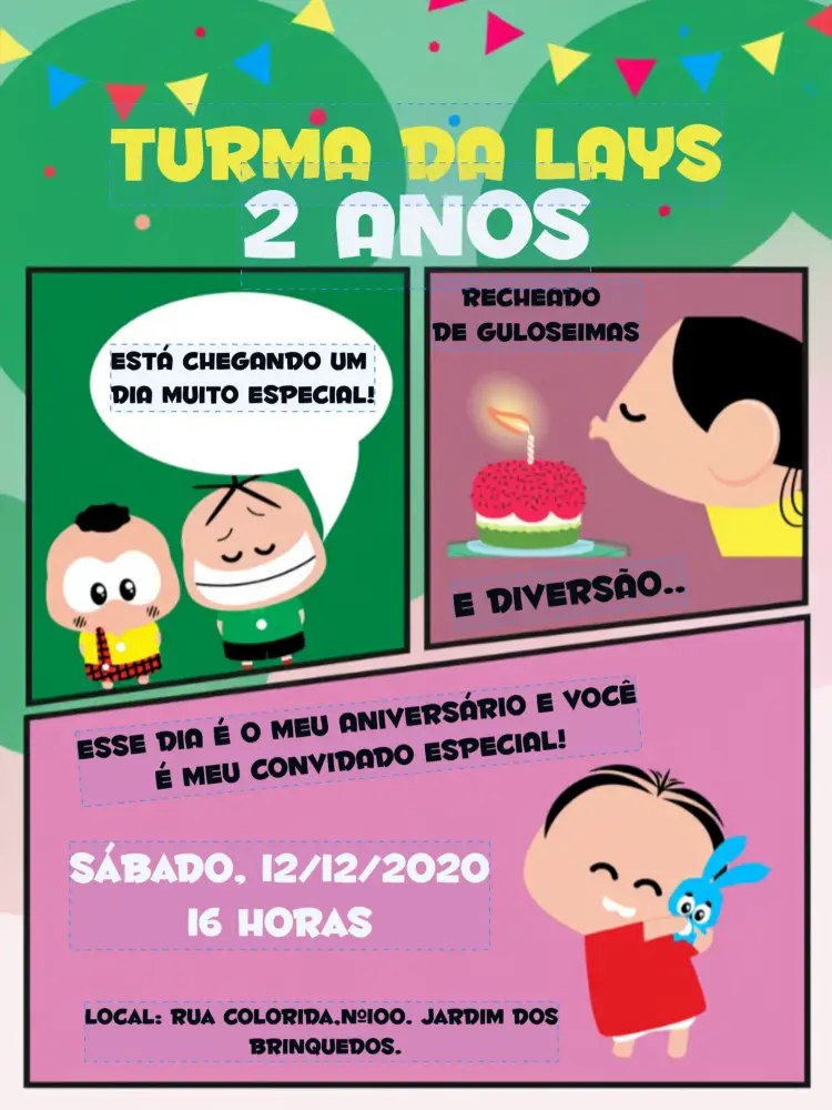 Convite Turma Da Mônica Toy Preto editável e personalizável